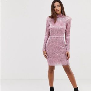 Pink Open Back Sequin Dress